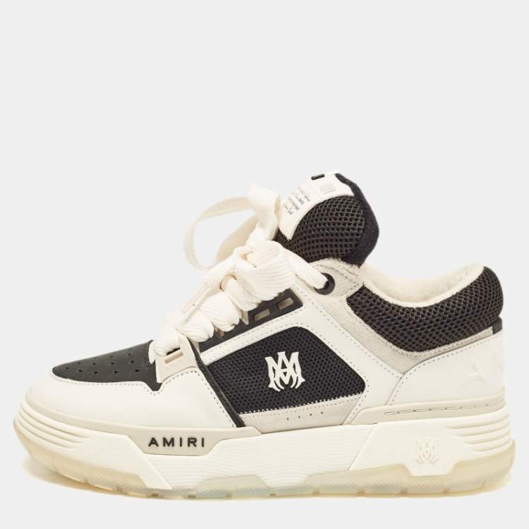 Pre Owned Amiri White/Black Leather and Mesh MA1 Sneakers Size 41