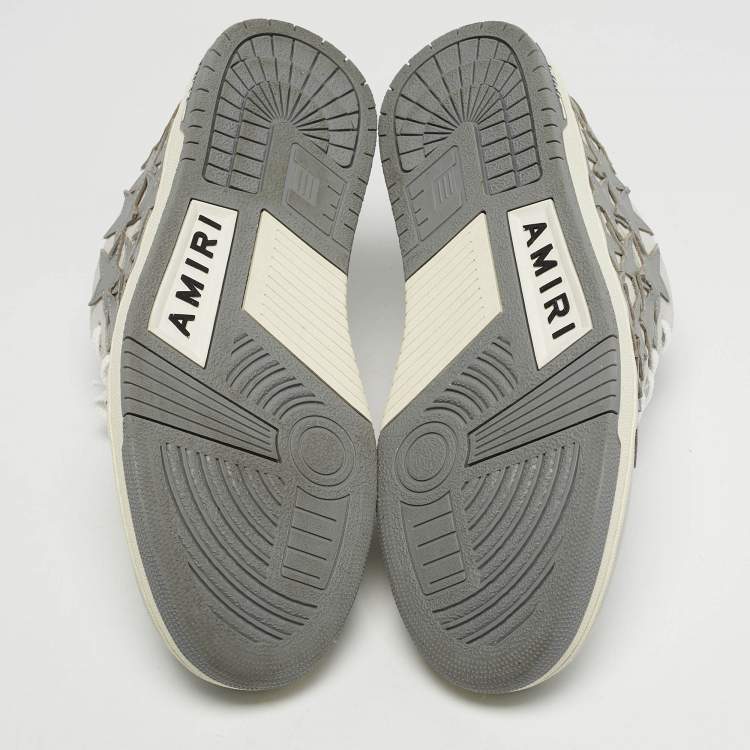 Pre Owned Amiri Stars Low Size 42 White Leather and Suede Lace Up Sneakers