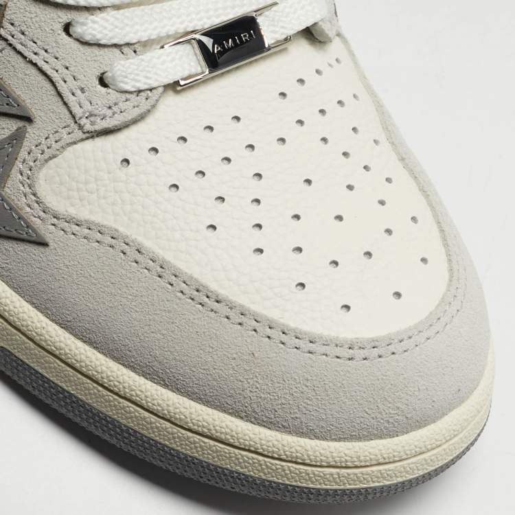 Pre Owned Amiri Stars Low Size 42 White Leather and Suede Lace Up Sneakers