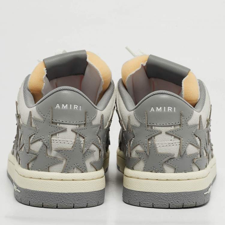 Pre Owned Amiri Stars Low Size 42 White Leather and Suede Lace Up Sneakers