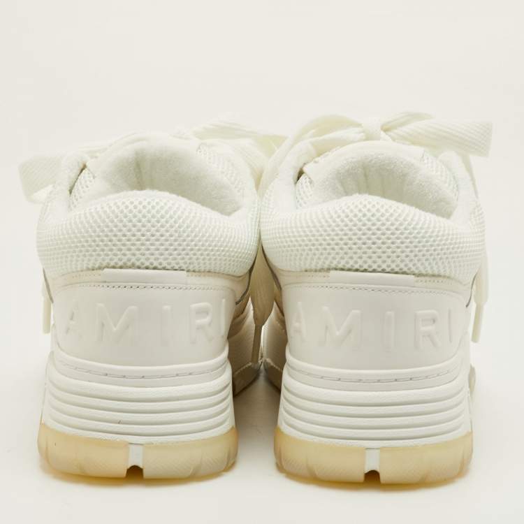 Pre Owned Amiri MA-1 Size 42 White Leather, Mesh and Suede Lace Up Sneakers