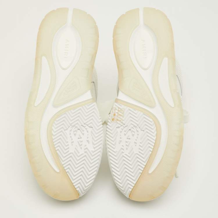 Pre Owned Amiri MA-1 Size 42 White Leather, Mesh and Suede Lace Up Sneakers