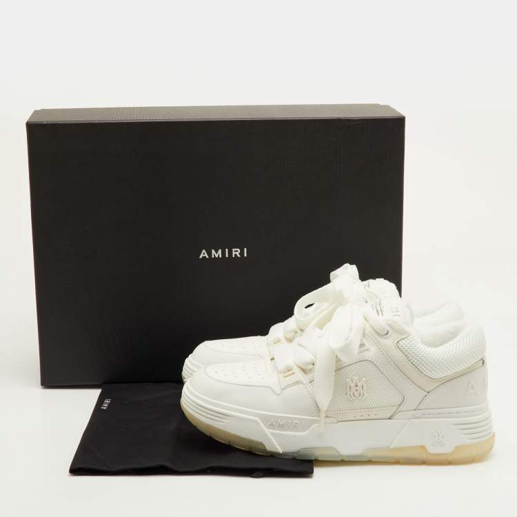 Pre Owned Amiri MA-1 Size 42 White Leather, Mesh and Suede Lace Up Sneakers