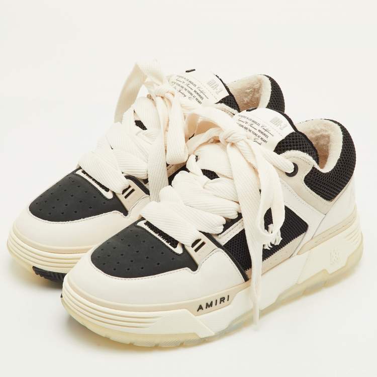 مملوكة مسبقًا Amiri MA-1 Size 42 White/Black Leather, Mesh and Suede Lace Up Sneakers