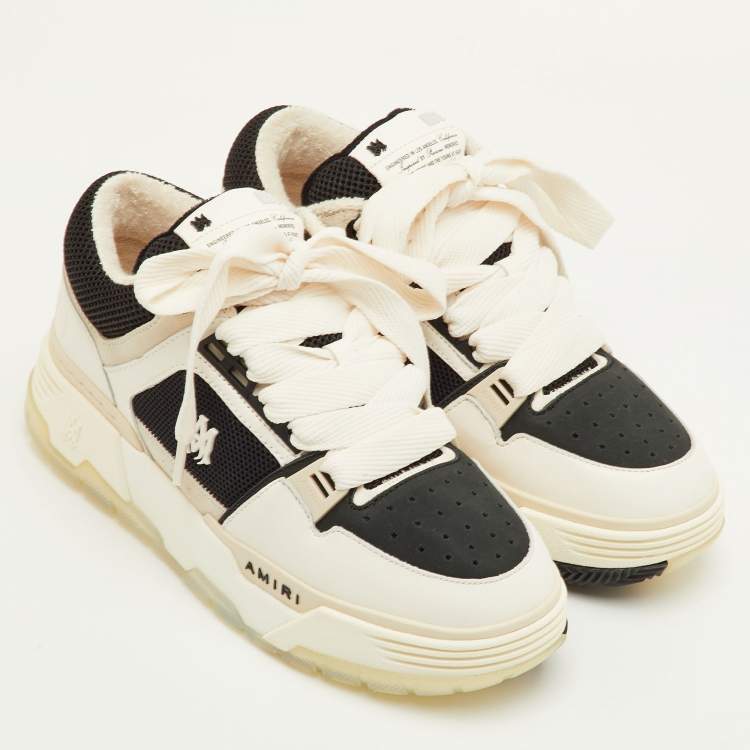 مملوكة مسبقًا Amiri MA-1 Size 42 White/Black Leather, Mesh and Suede Lace Up Sneakers