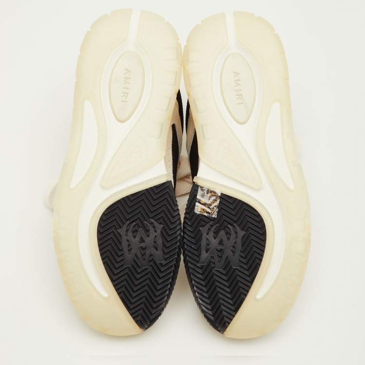 مملوكة مسبقًا Amiri MA-1 Size 42 White/Black Leather, Mesh and Suede Lace Up Sneakers