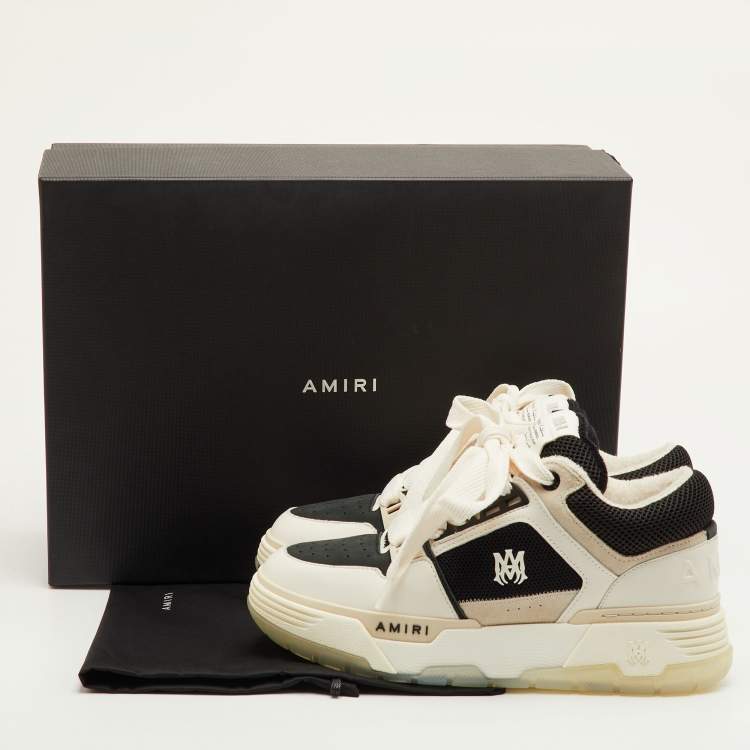 مملوكة مسبقًا Amiri MA-1 Size 42 White/Black Leather, Mesh and Suede Lace Up Sneakers
