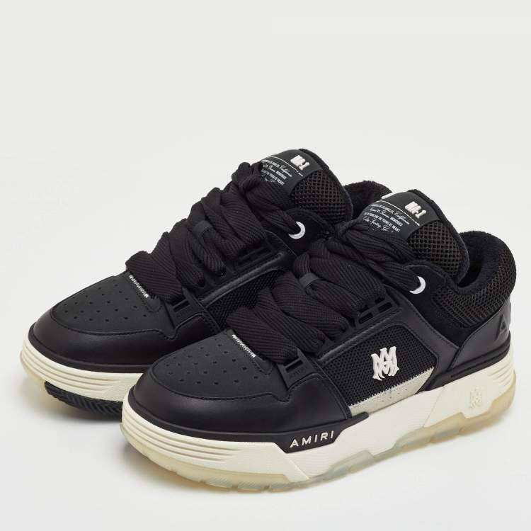 Pre Owned Amiri MA-1 Size 42 Black Leather and Mesh Low Top Sneakers