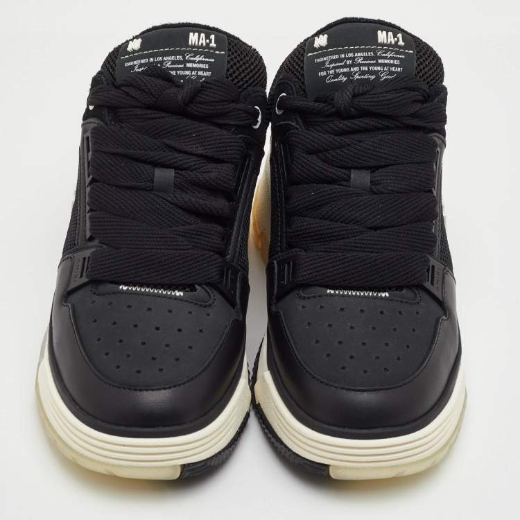Pre Owned Amiri MA-1 Size 42 Black Leather and Mesh Low Top Sneakers