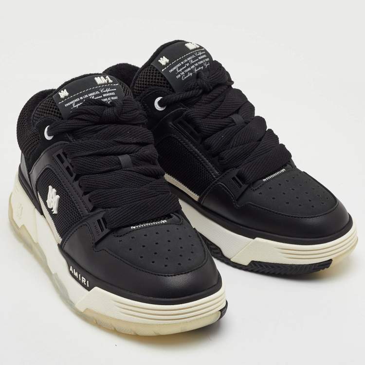 Pre Owned Amiri MA-1 Size 42 Black Leather and Mesh Low Top Sneakers