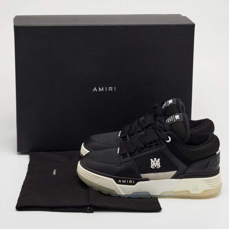 Pre Owned Amiri MA-1 Size 42 Black Leather and Mesh Low Top Sneakers