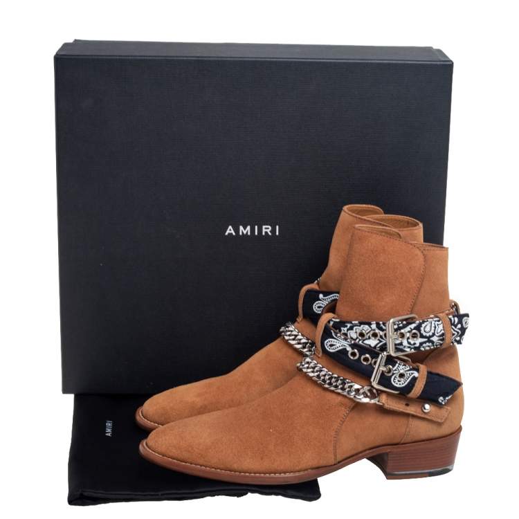 Pre Owned Amiri Brown Suede Wyatt Jodhpur Ankle Boots Size 40
