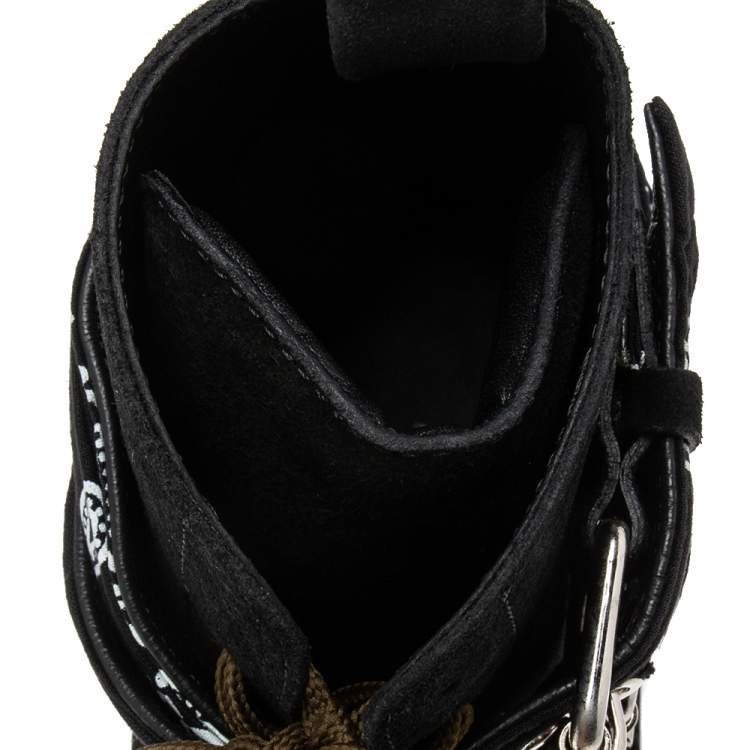 Pre Owned Amiri Black Suede Bandana Buckle Combat Boots Size 40 