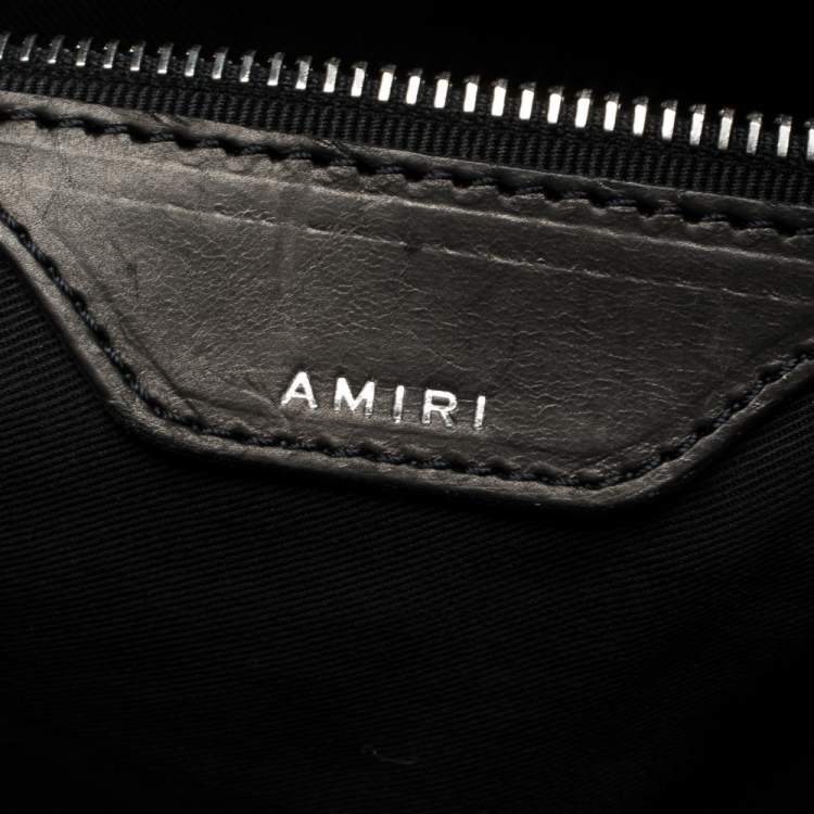 Pre Owned Amiri Wash Blue/Black Paint Denim and Leather Splatter Backpack