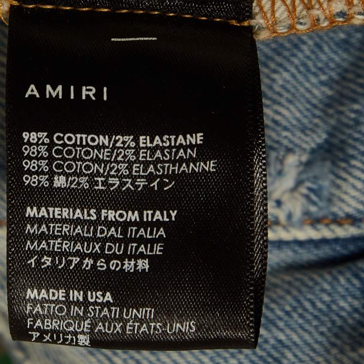Pre Owned Amiri Blue Distressed Denim Shorts M Waist 32"