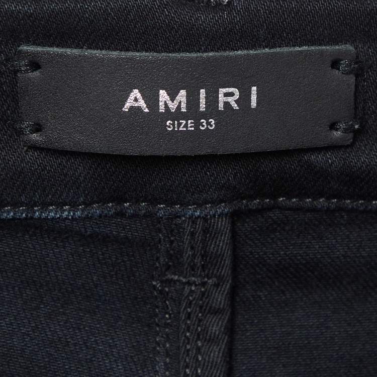 Pre Owned Amiri Black Washed & Distressed Denim Jeans Waist 33"