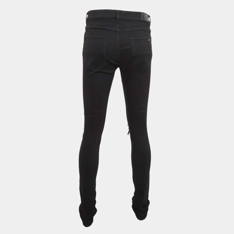 Pre Owned Amiri Black Distressed Denim Jeans M Waist 33"