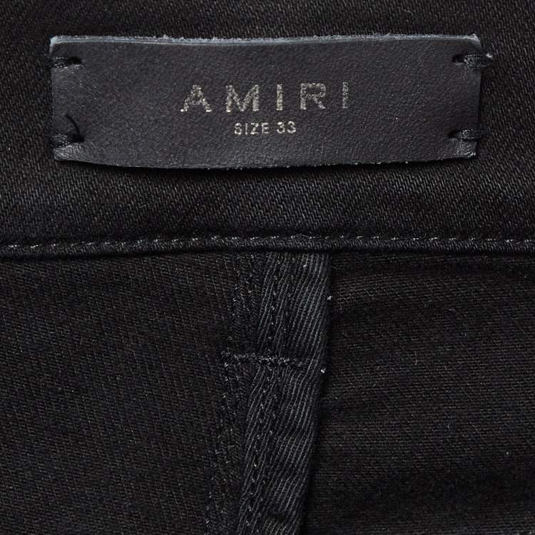 Pre Owned Amiri Black Distressed Denim Jeans M Waist 33"