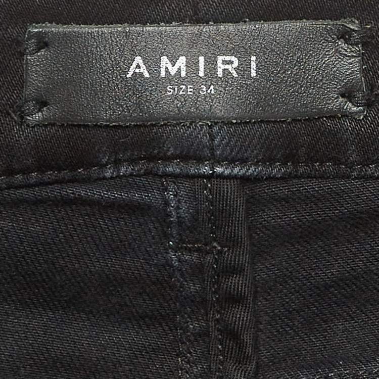 Pre Owned Amiri Black Washed & Distressed Denim Jeans L Waist 34"