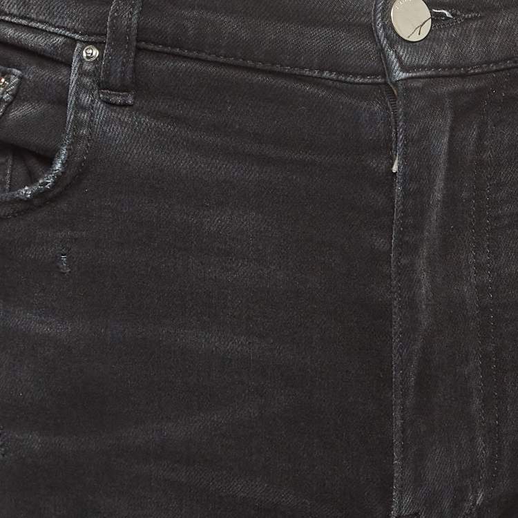 Pre Owned Amiri Black Washed & Distressed Denim Jeans L Waist 34"