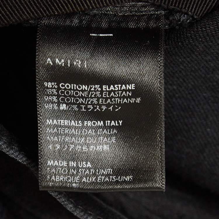 Pre Owned Amiri Black Washed & Distressed Denim Jeans L Waist 34"