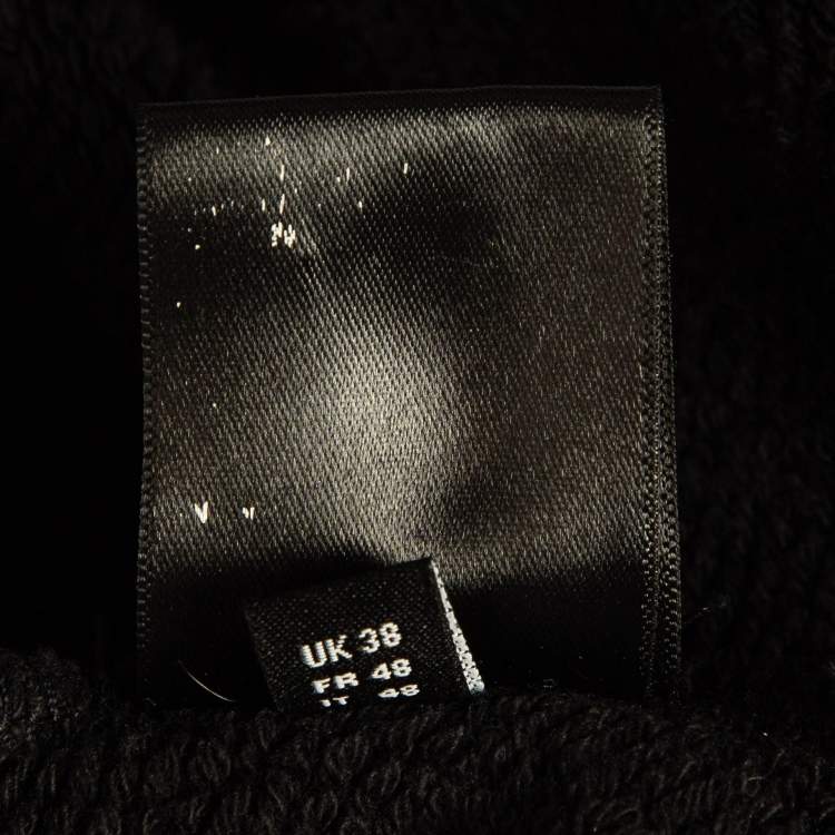 Pre Owned Amiri Black Logo Leopard Embroidered Knit Distressed Sweatshirt M