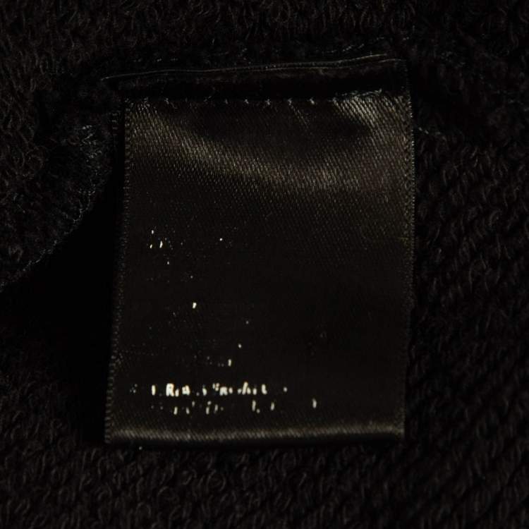 Pre Owned Amiri Black Logo Leopard Embroidered Knit Distressed Sweatshirt M