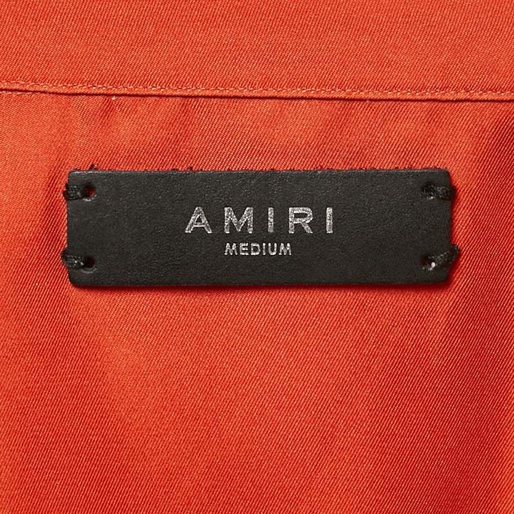 Pre Owned Amiri Red Jimi Hendrix Print Silk Short Sleeve Shirt M