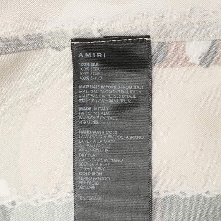 Pre Owned Amiri Multicolor Camouflage Print Silk Shirt L