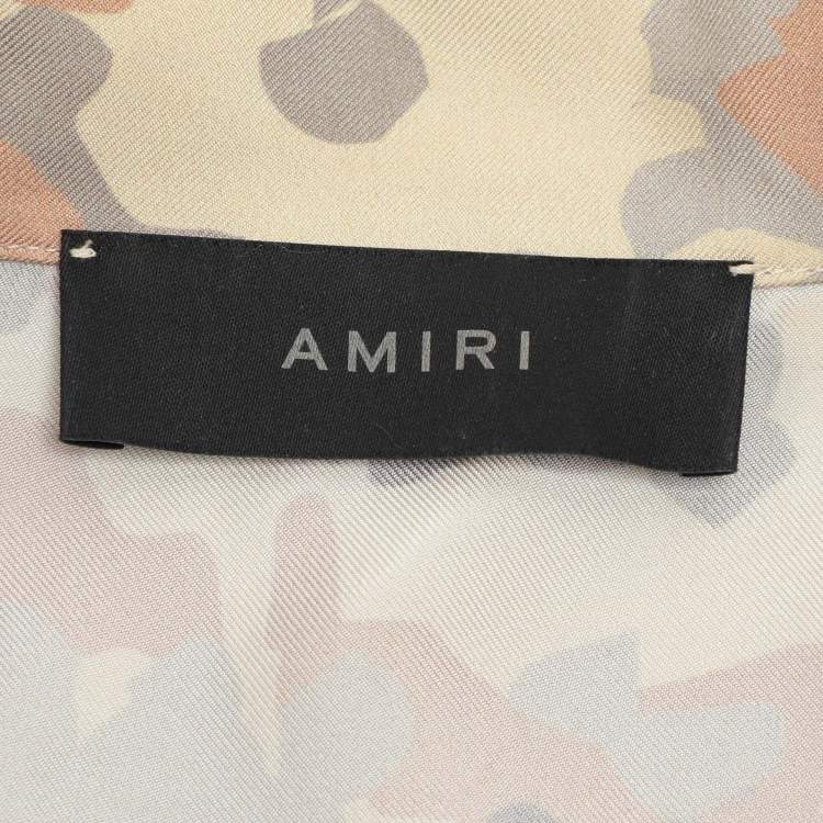 Pre Owned Amiri Multicolor Camouflage Print Silk Shirt L