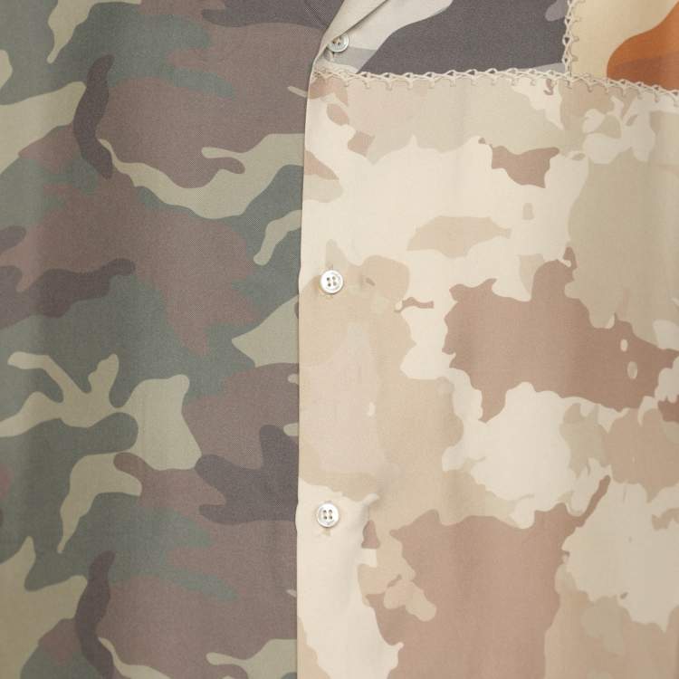 Pre Owned Amiri Multicolor Camouflage Print Silk Shirt L