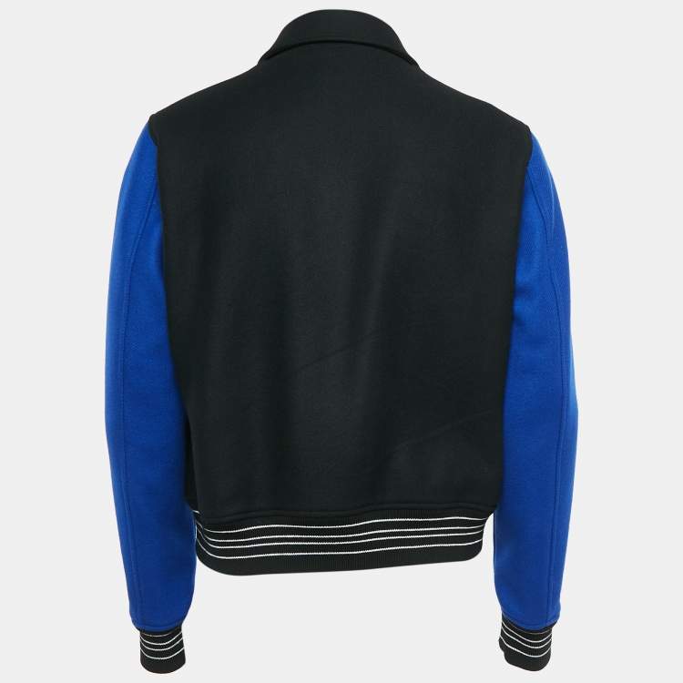 Pre Owned Amiri Black/Blue Wool Blend Bones Varsity Jacket M