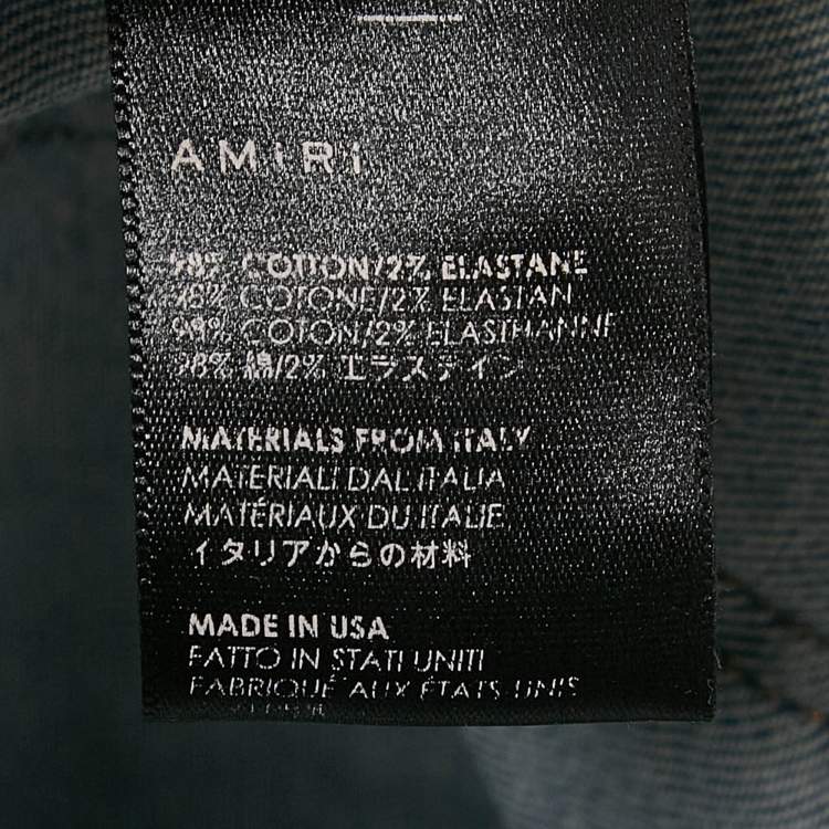 Pre Owned Amiri Blue Paint Splatter Print Denim Distressed Jeans M Waist 30"