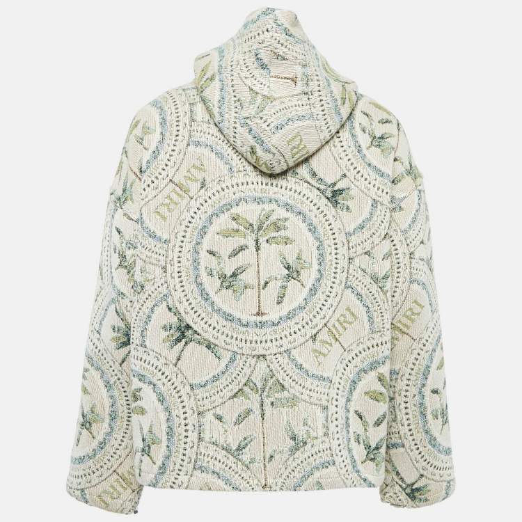 Pre Owned Amiri Green Palm Jacquard Hoodie S