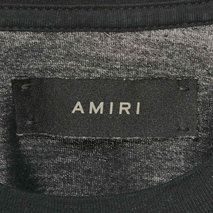 Pre Owned Amiri Black Logo Print Cotton Knit Crew Neck T-Shirt XS