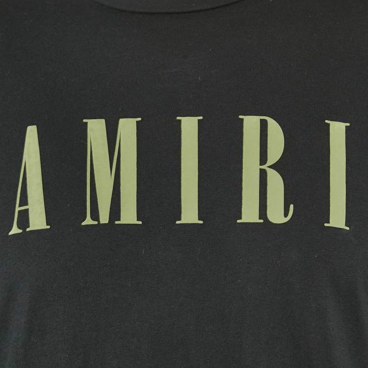 Pre Owned Amiri Black Logo Print Cotton Knit Crew Neck T-Shirt XS
