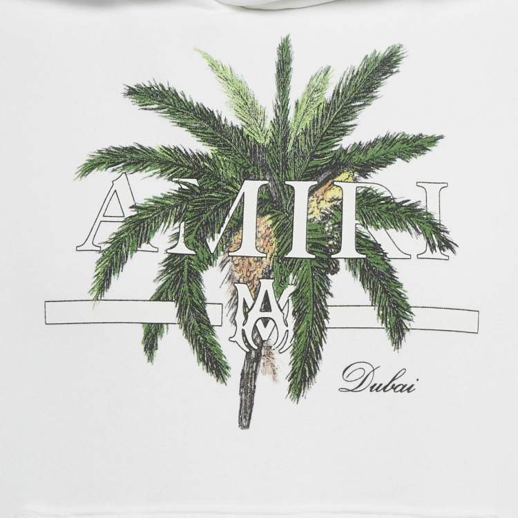 Pre Owned Amiri White Palm Print Cotton Hoodie M