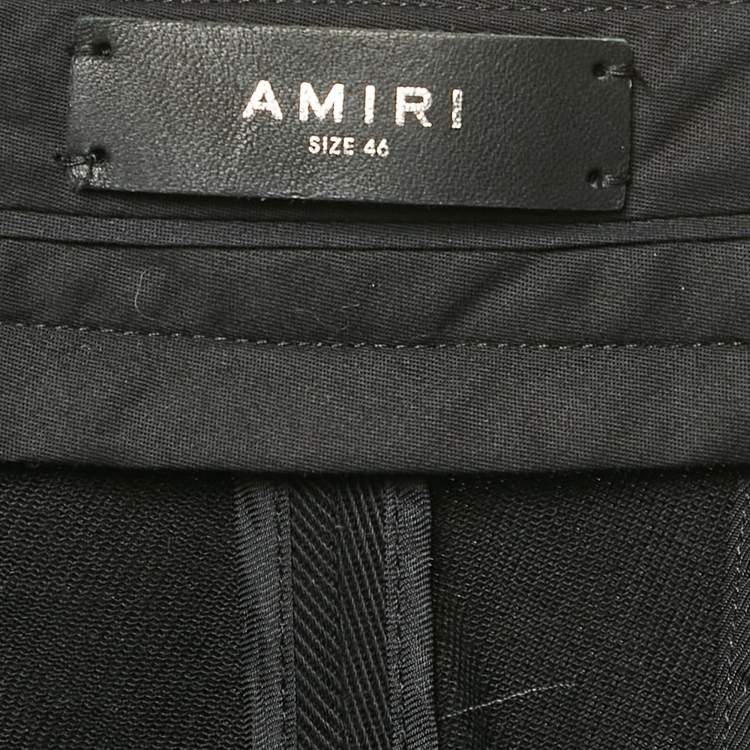 Pre Owned Amiri Black Lyocell Drill Pleated Wide-Leg Trousers S