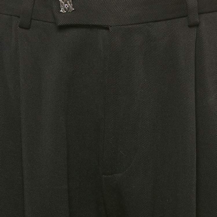 Pre Owned Amiri Black Lyocell Drill Pleated Wide-Leg Trousers S