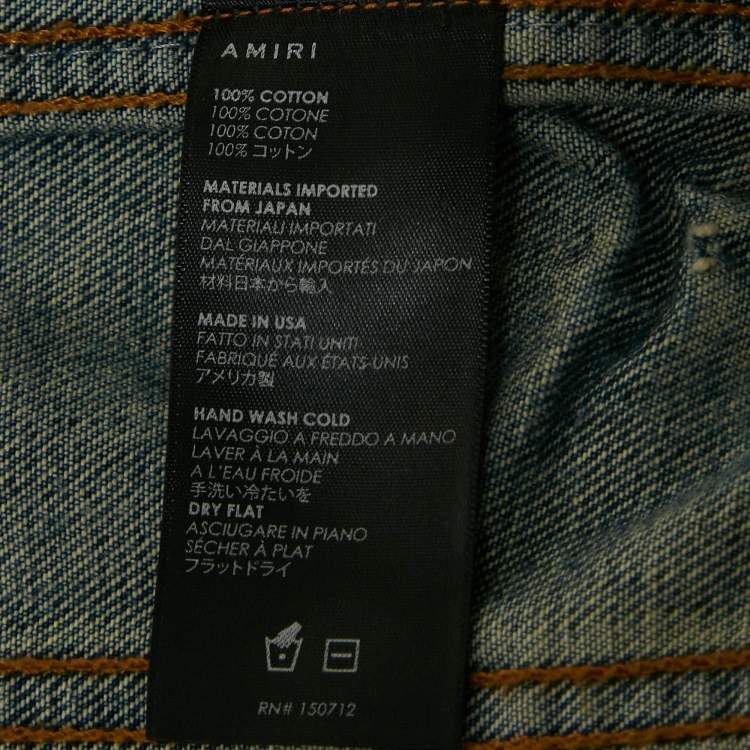 Pre Owned Amiri Blue Distressed Denim Button Front Jacket L