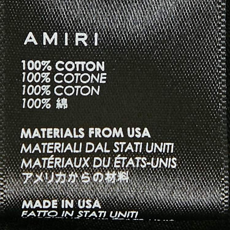 Pre Owned Amiri Black Logo Print Cotton Crew Neck T-Shirts M