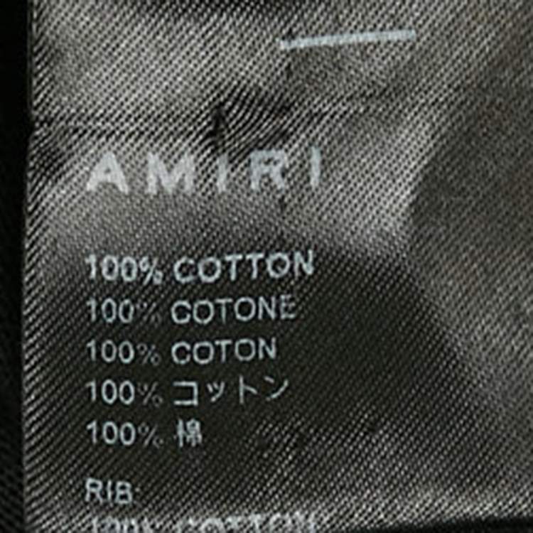 Pre Owned Amiri Black Logo Print Cotton Crew Neck T-Shirt L