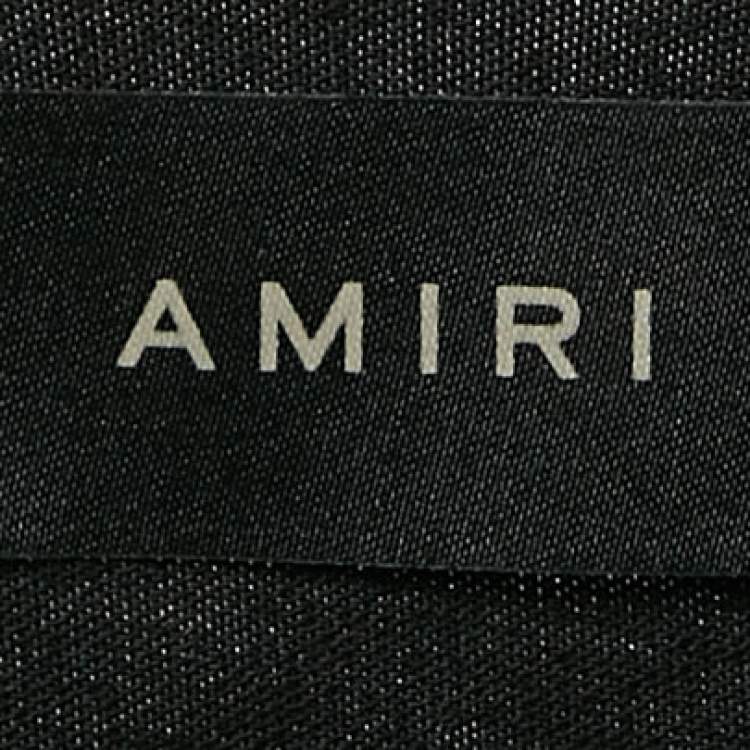 Pre Owned Amiri Black Logo Print Cotton Crew Neck T-Shirt L