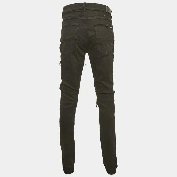 Pre Owned Amiri Black Denim Distressed Skinny Jeans XXL Waist 36"