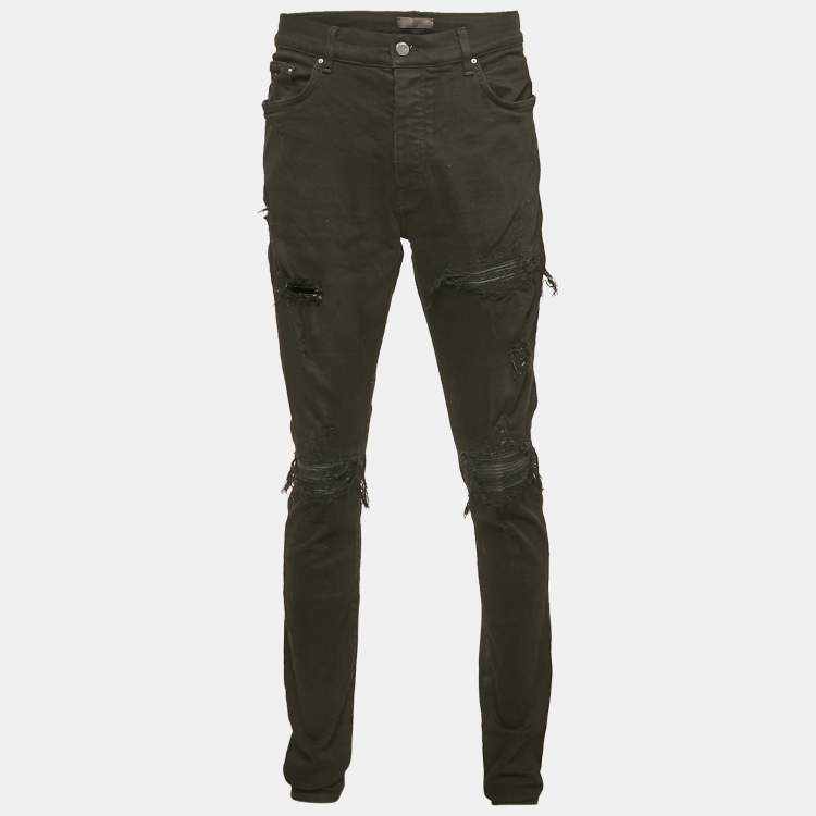 Pre Owned Amiri Black Denim Distressed Skinny Jeans XXL Waist 36"