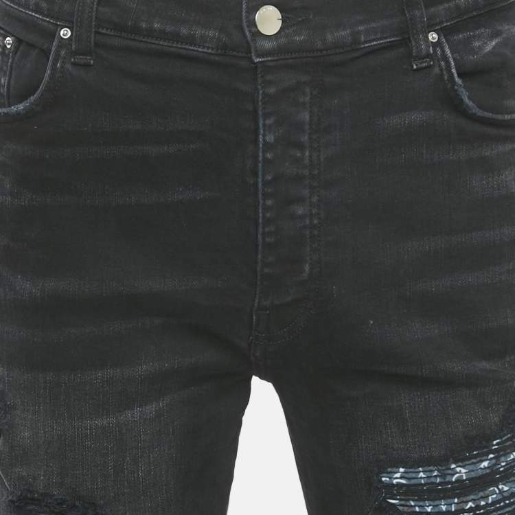 Pre Owned Amiri Black Denim Distressed Jeans XXL Waist 35"