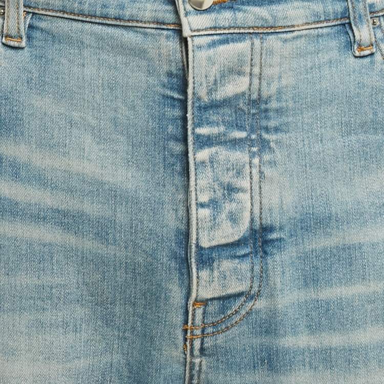 Pre Owned Amiri Blue Washed Denim Distressed Jeans XXL Waist 38"