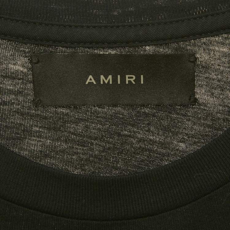 Pre Owned Amiri Black Logo Print Jersey Crew Neck T-Shirt S 