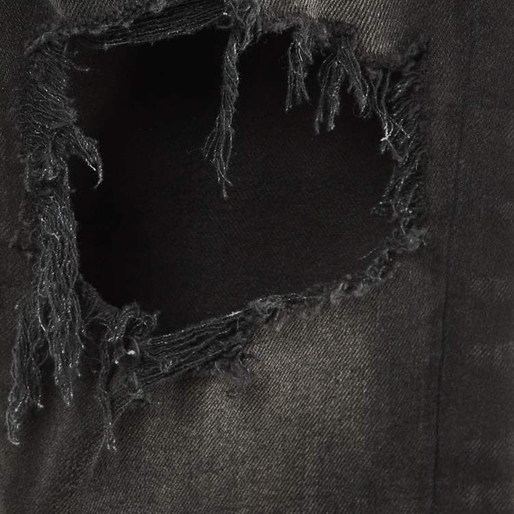Pre Owned Amiri Black Distressed Denim Slim Fit Jeans XS/Waist 29"