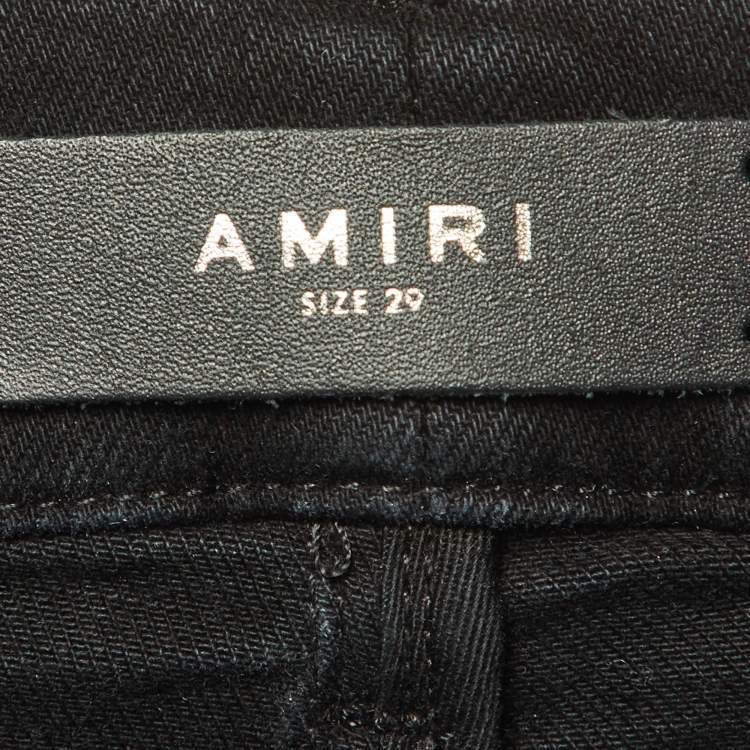 Pre Owned Amiri Black Distressed Denim Slim Fit Jeans XS/Waist 29"